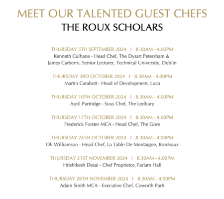 Roux Scholars schedule Roux Scholars schedule